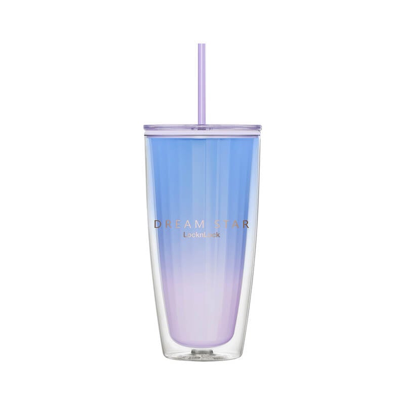 Ly Nhựa 2 Lớp LocknLock Kèm Ống Hút Dream Star Double Wall Cold Cup 750ml - 2 Màu (Xanh Dương, Tím) - HAP522BLU, HAP522VOL image number null